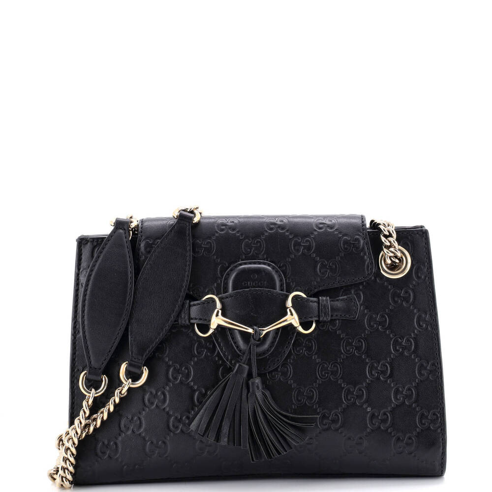 Gucci Small Emily Chain Flap Shoulder Bag Guccissima Leather